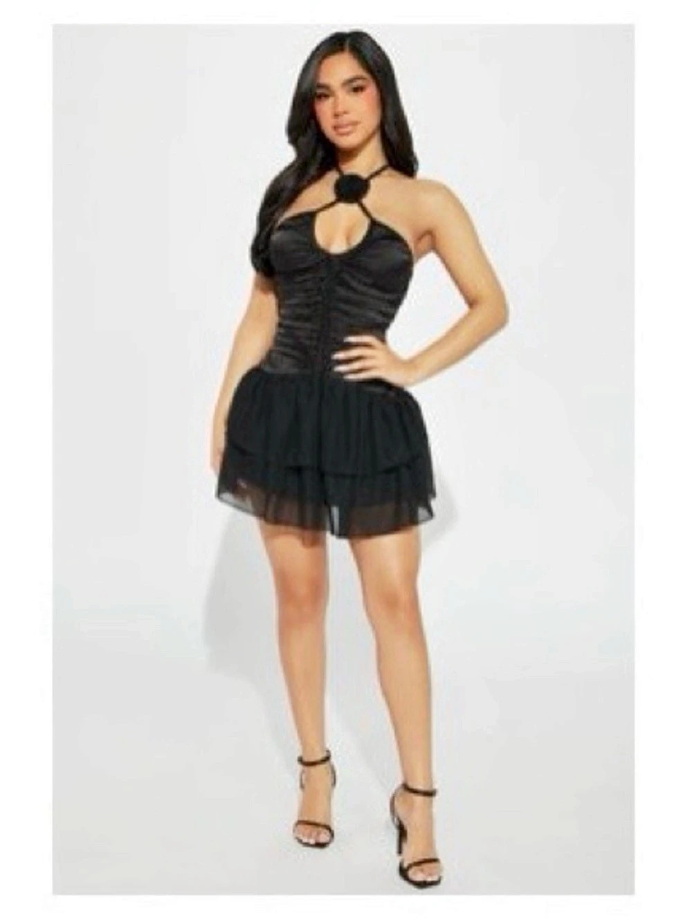 Fashion Nova Black Halter Mini Dress Size XL Like New